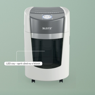 Distrugator Leitz IQ OptiMax Home Office, 350 Micro Cut P5, 22L, Alb